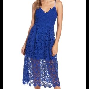 ASTR blue lace midi dress